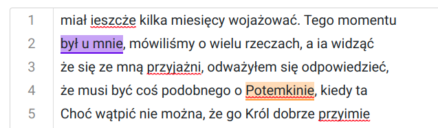Zrzut ekranu eScriptorium: anotacja tekst efekt
