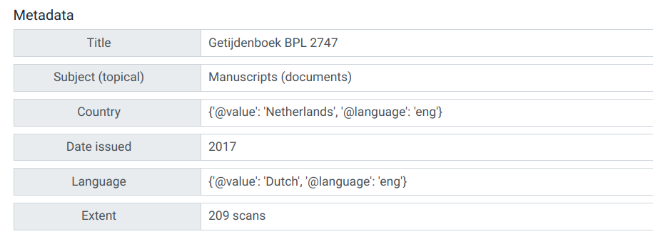 Zrzut ekranu eScriptorium: iiif metadane