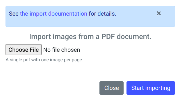 Zrzut ekranu eScriptorium: import pdf