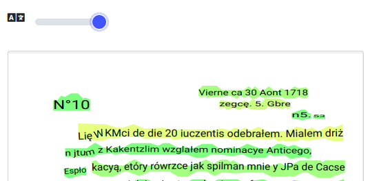 Zrzut ekranu eScriptorium: skan confidence