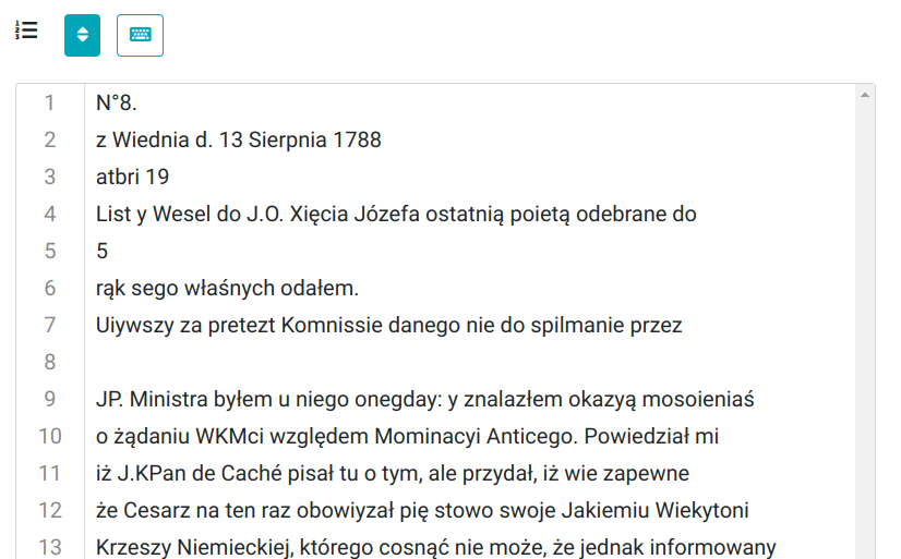 Zrzut ekranu eScriptorium: skan text