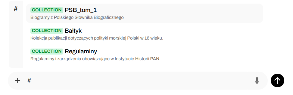 Wybór kolekcji dokumentów w OpenWebUI