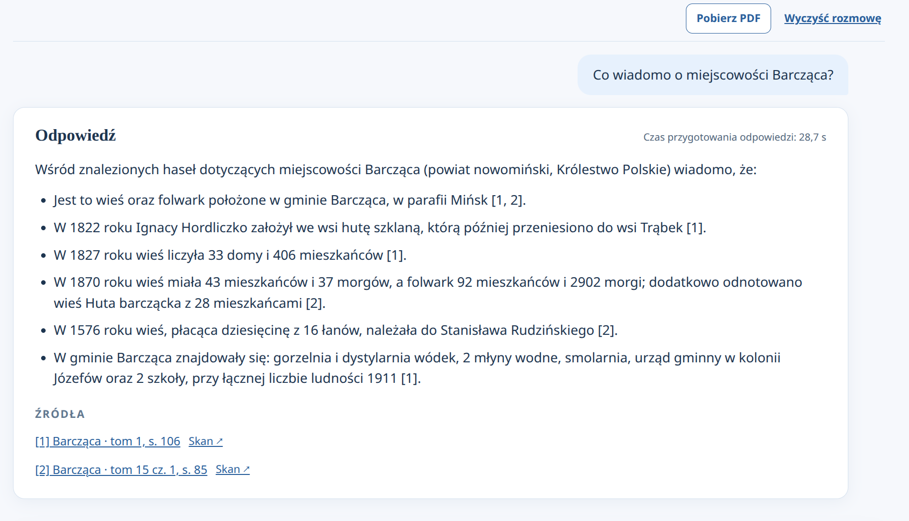 Conversation tab in the Polish interface